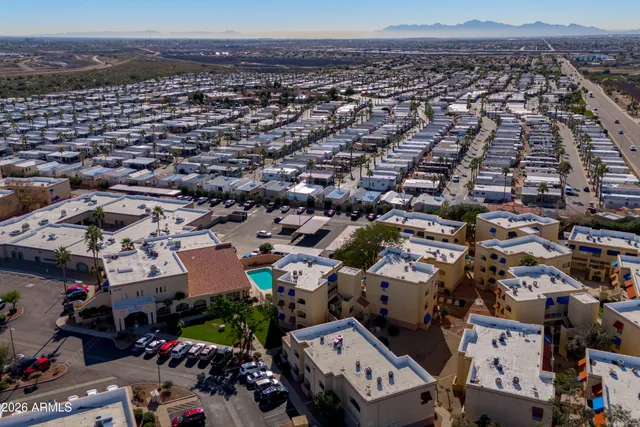 an aerial view of a city