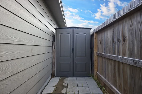 a view of wooden door