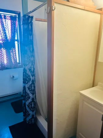 a bathroom with a shower