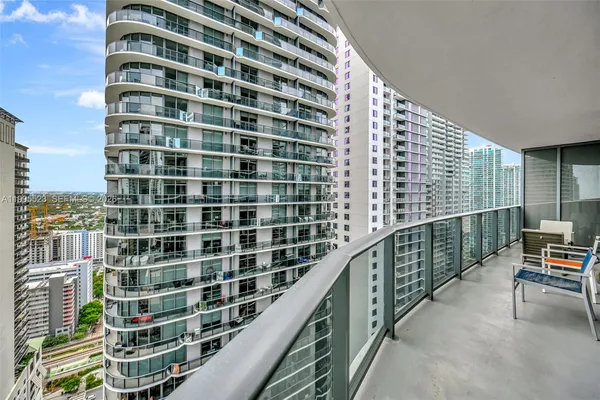 a view of balcony with city view