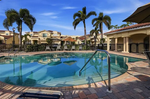 a view of a lake with a city