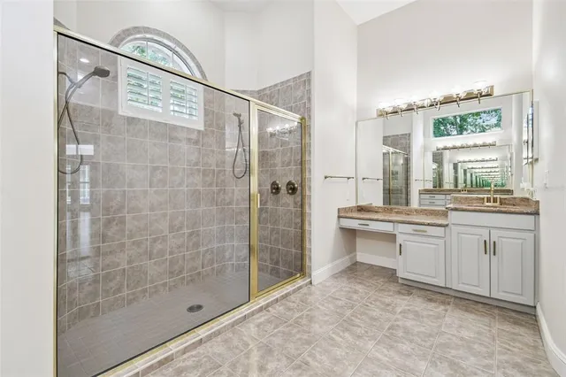 an aerial view of a house with a garden