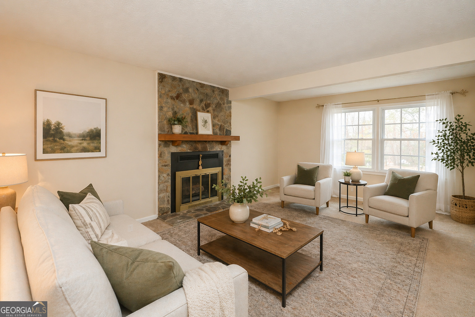 207 North View Pointe Drive LaGrange, GA 30241 - Photo 2 of 55 a living room with furniture and a fireplace