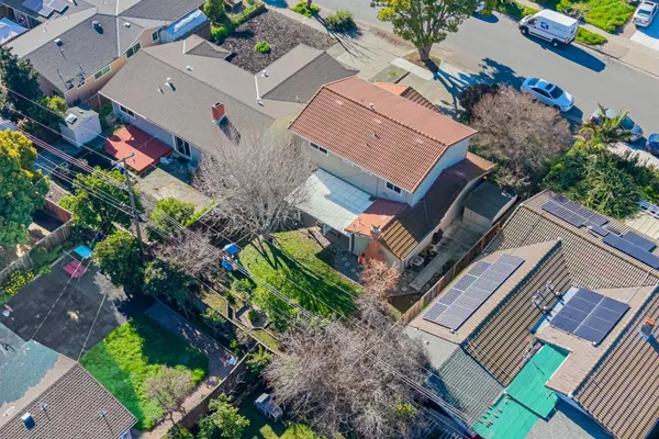 an aerial view of a house