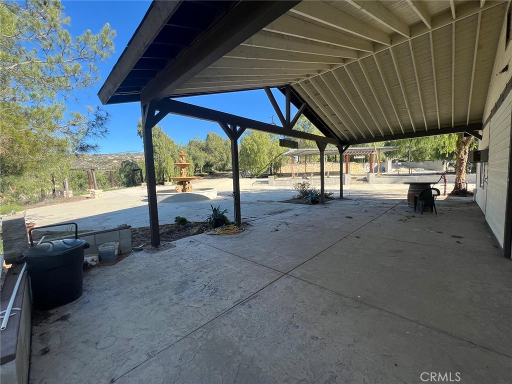 a view of railway station with porch and outdoor space