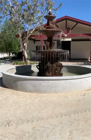 a view of a building with a patio