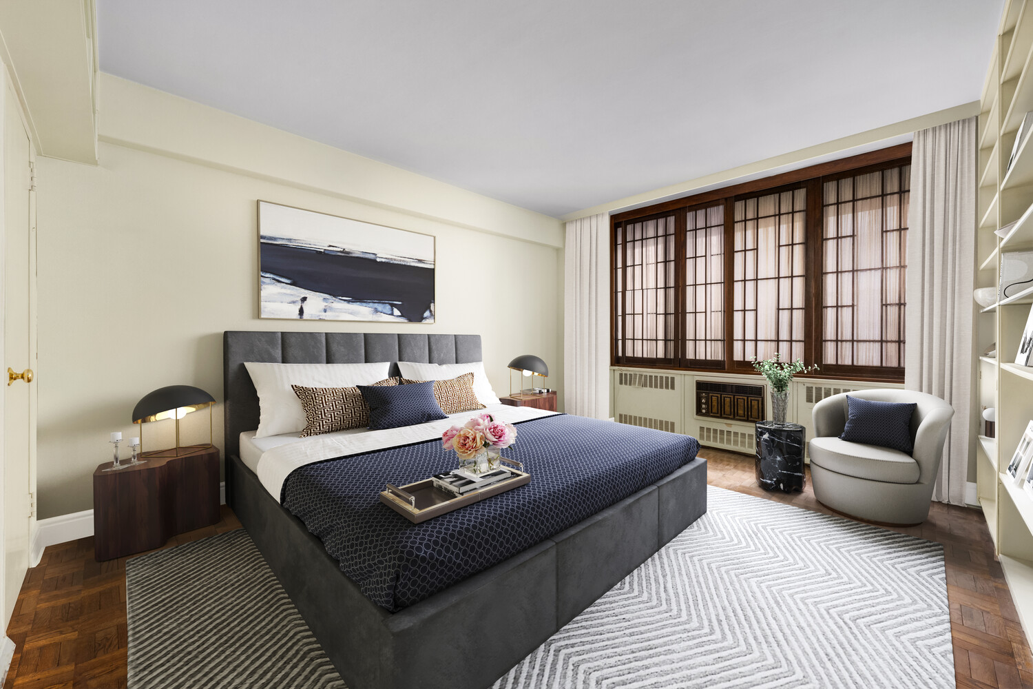 45 Sutton Place South, Unit SOUTH7C Manhattan, NY 10022 - Photo 5 of 12 a living room with furniture and a large window