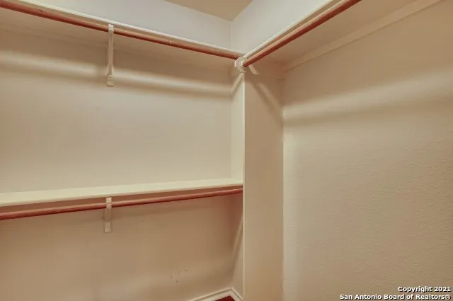 a close up view of closet