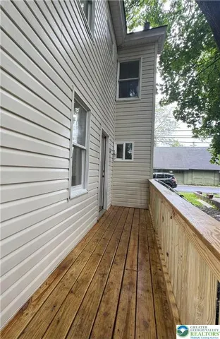 a view of a wooden deck