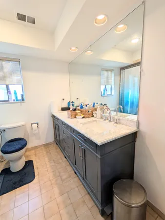 a bathroom with a sink toilet and a mirror