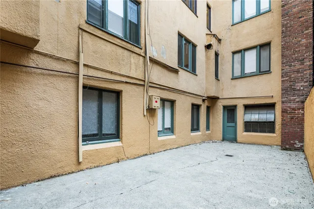 a view of a building with a outdoor space