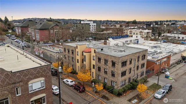 a view of a building with a city view
