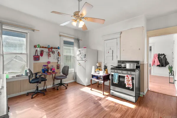 a bedroom with a bed and a cabinets