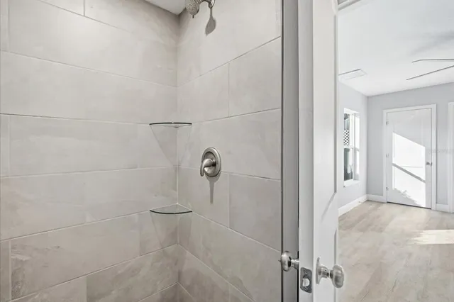 a bathroom with a shower