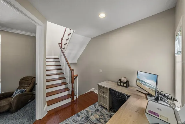 an aerial view of a house