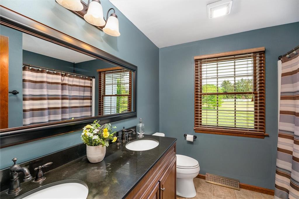 463 Myoma Road Mars, PA 16046 - Photo 19 of 35 a bathroom with a granite countertop sink and a potted plant