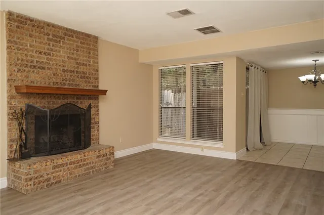 a view of a livingroom with a fireplace