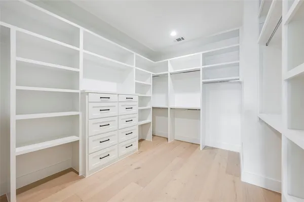 a view of an empty walk in closet
