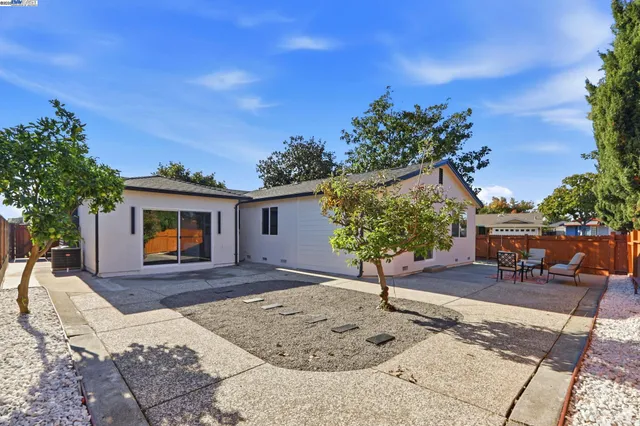 an outdoor view with patio