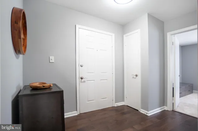 a view of small space with wooden floor