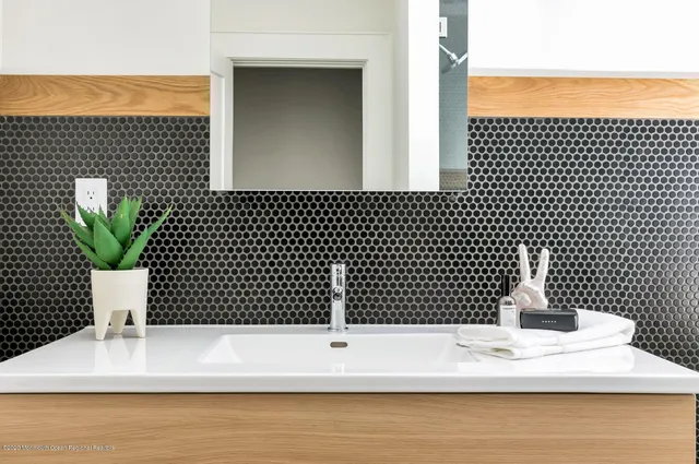 a bathroom with a bathtub