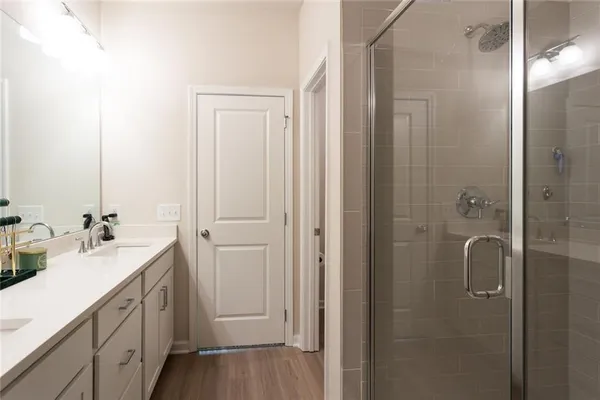 a bathroom with a shower