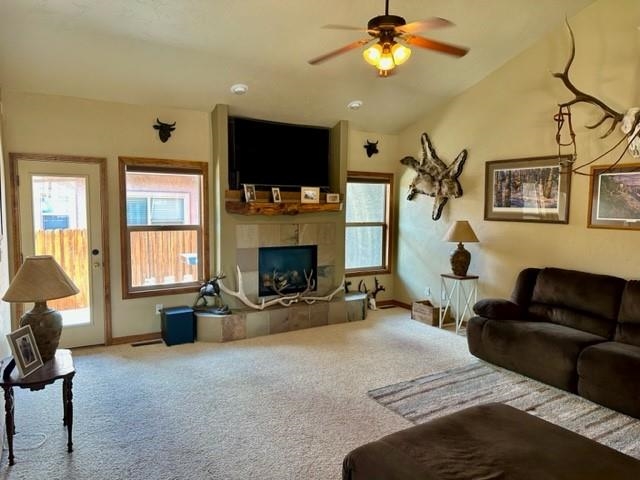 800 Esprit Lane Fruita, CO 81521 - Photo 6 of 38 a living room with furniture a fireplace and a flat screen tv