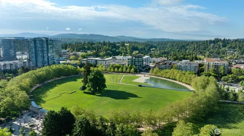 a view of a lake with a building in the background