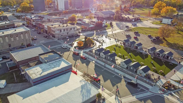 an aerial view of a city