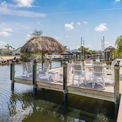 a view of a lake with a terrace