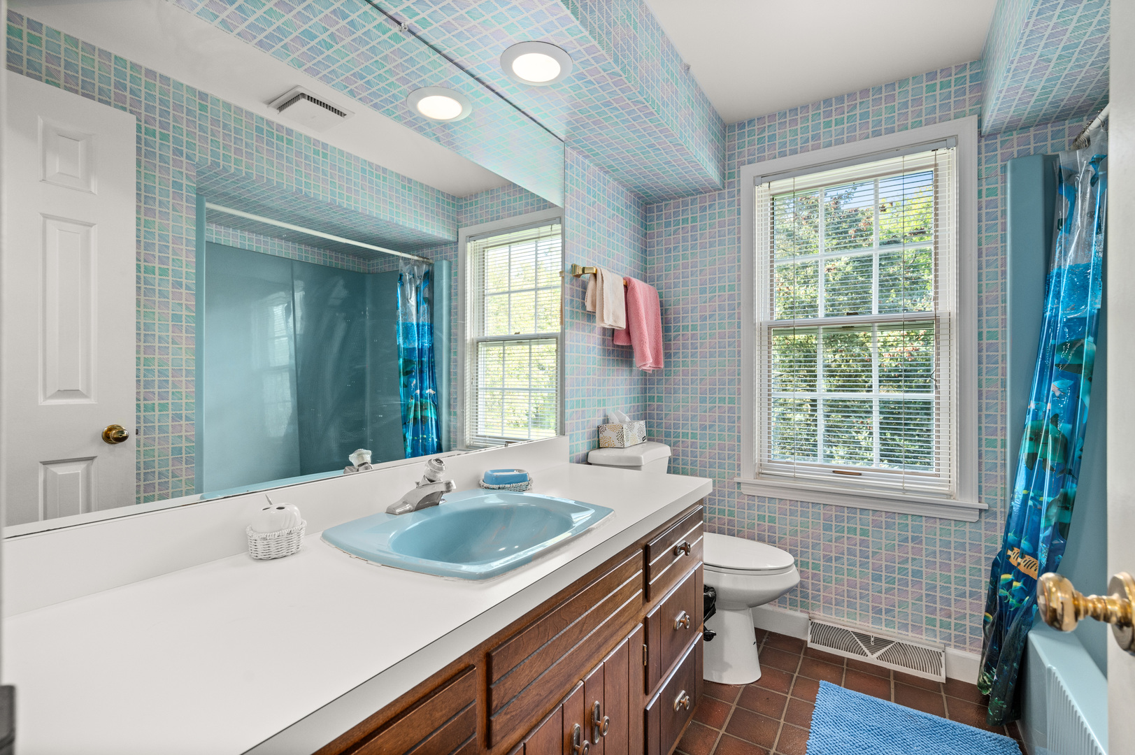 8510 Gurler Road DeKalb, IL 60115 - Photo 28 of 46 a bathroom with a sink and a large mirror next to a window