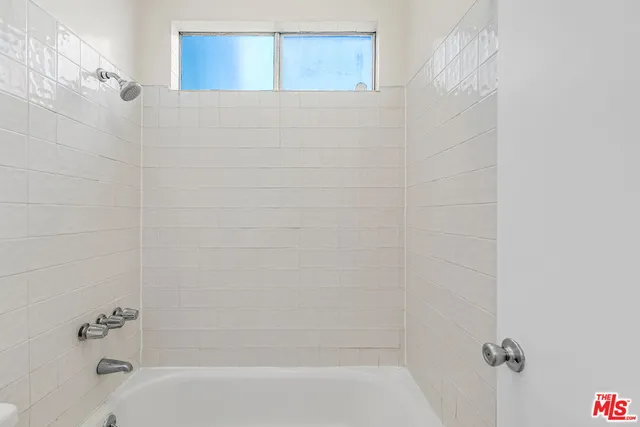 a bathroom with a bathtub