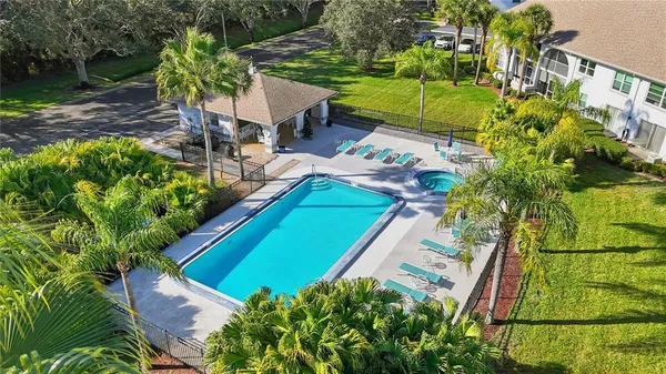 an aerial view of a house