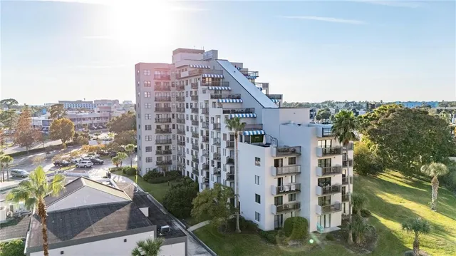 a view of a city with tall buildings