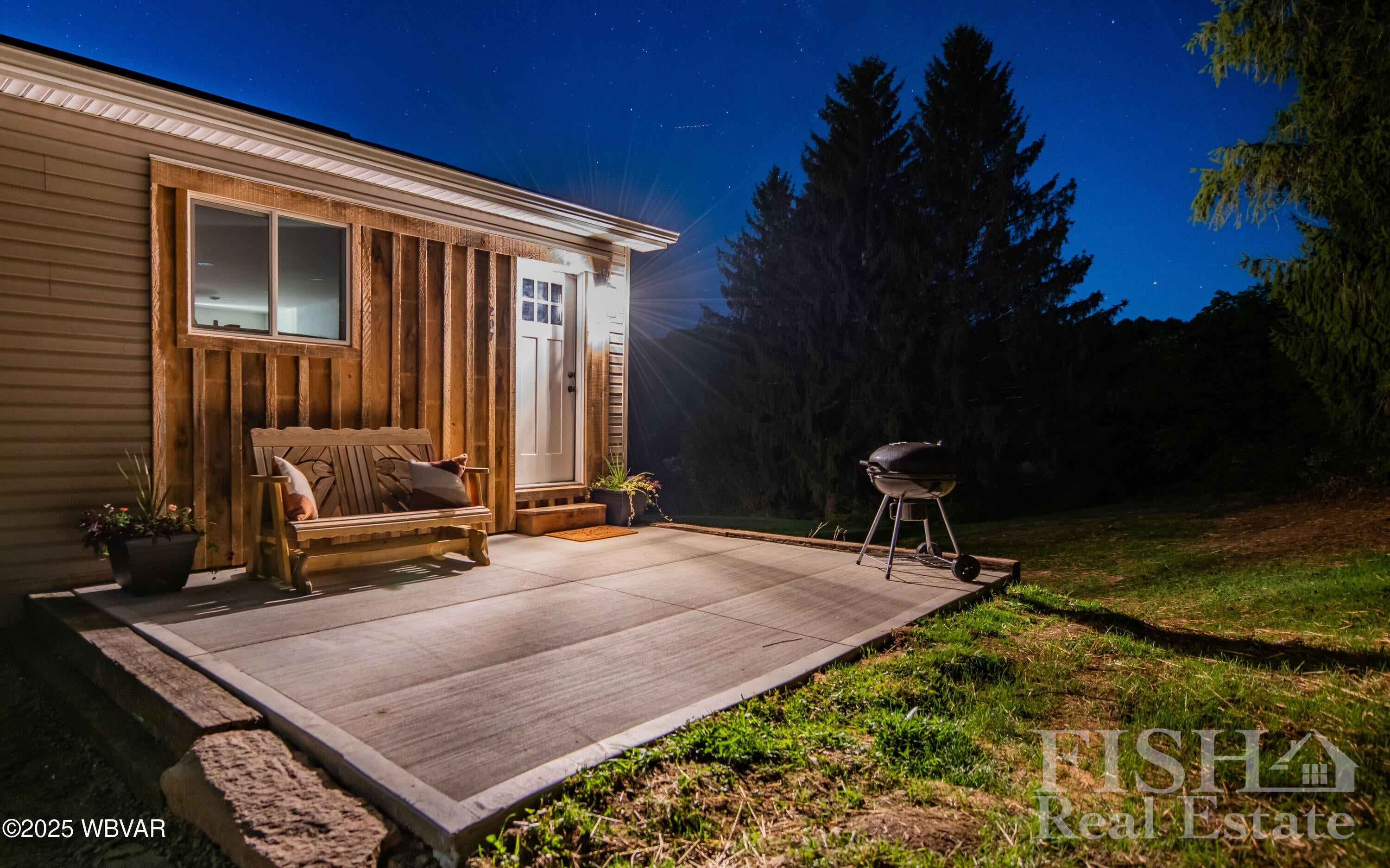 207 Baker Road Trout Run, PA 17771 - Photo 12 of 56 Upper Patio, Front Door at Night.