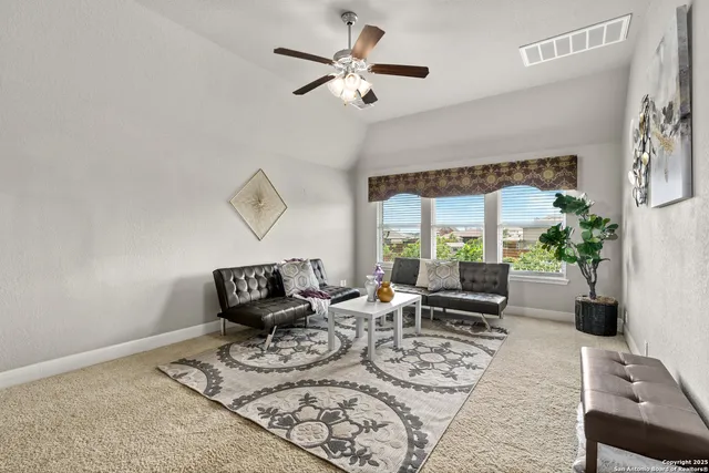 a living room with furniture