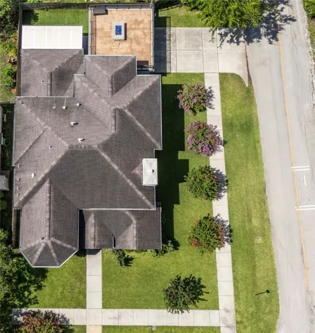 an aerial view of a house