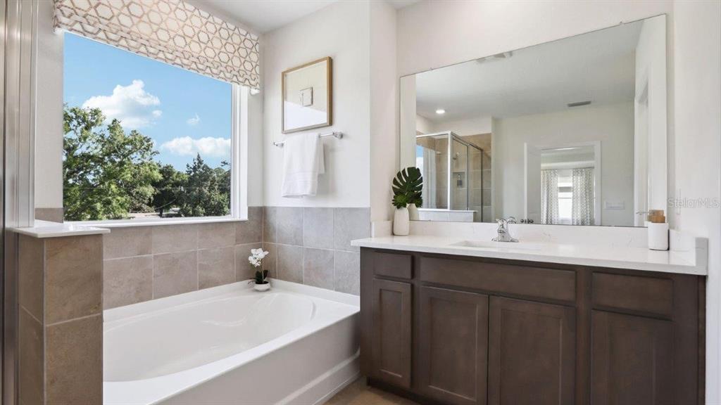 2306 Rikkola Lane Wesley Chapel, FL 33543 - Photo 20 of 28 a bathroom with a double vanity sink window and mirror