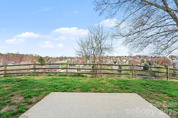 a view of a garden with an outdoor space