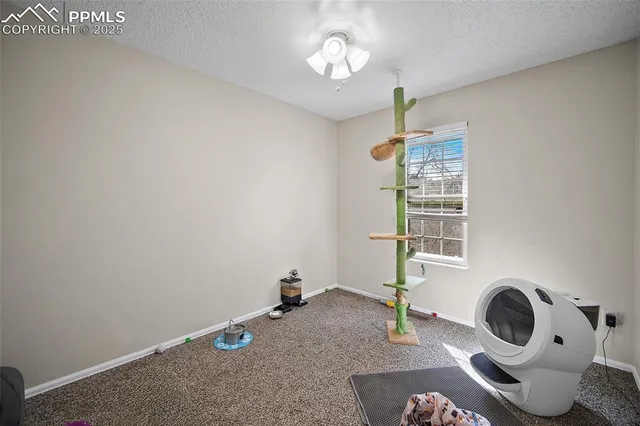 a room with gym equipment and window