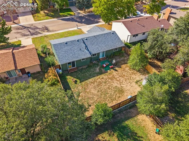an aerial view of a house