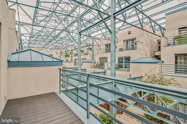 a view of a building with large windows