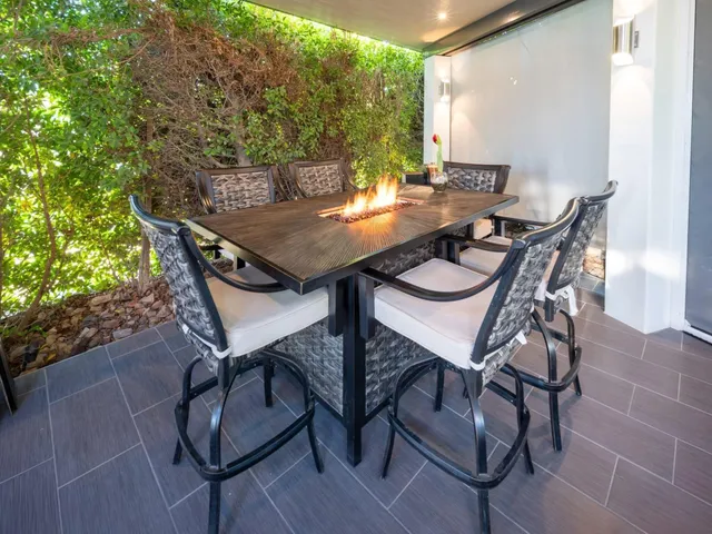 a view of an outdoor seating area