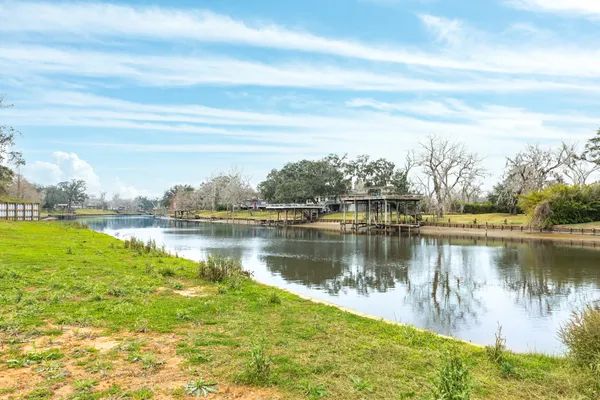 a view of a lake with houses
