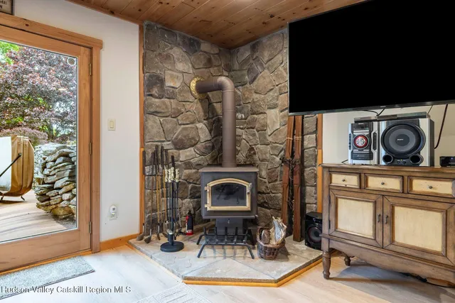 a view of an chairs and table in the garden