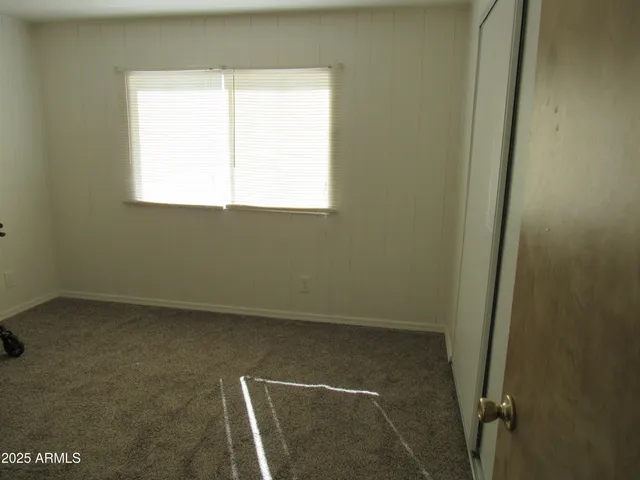 a view of a small space with a window