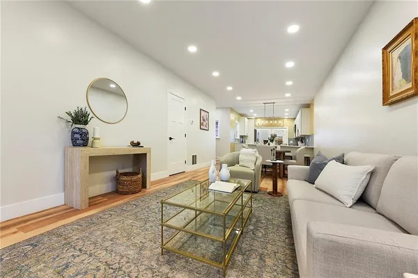 a living room with furniture