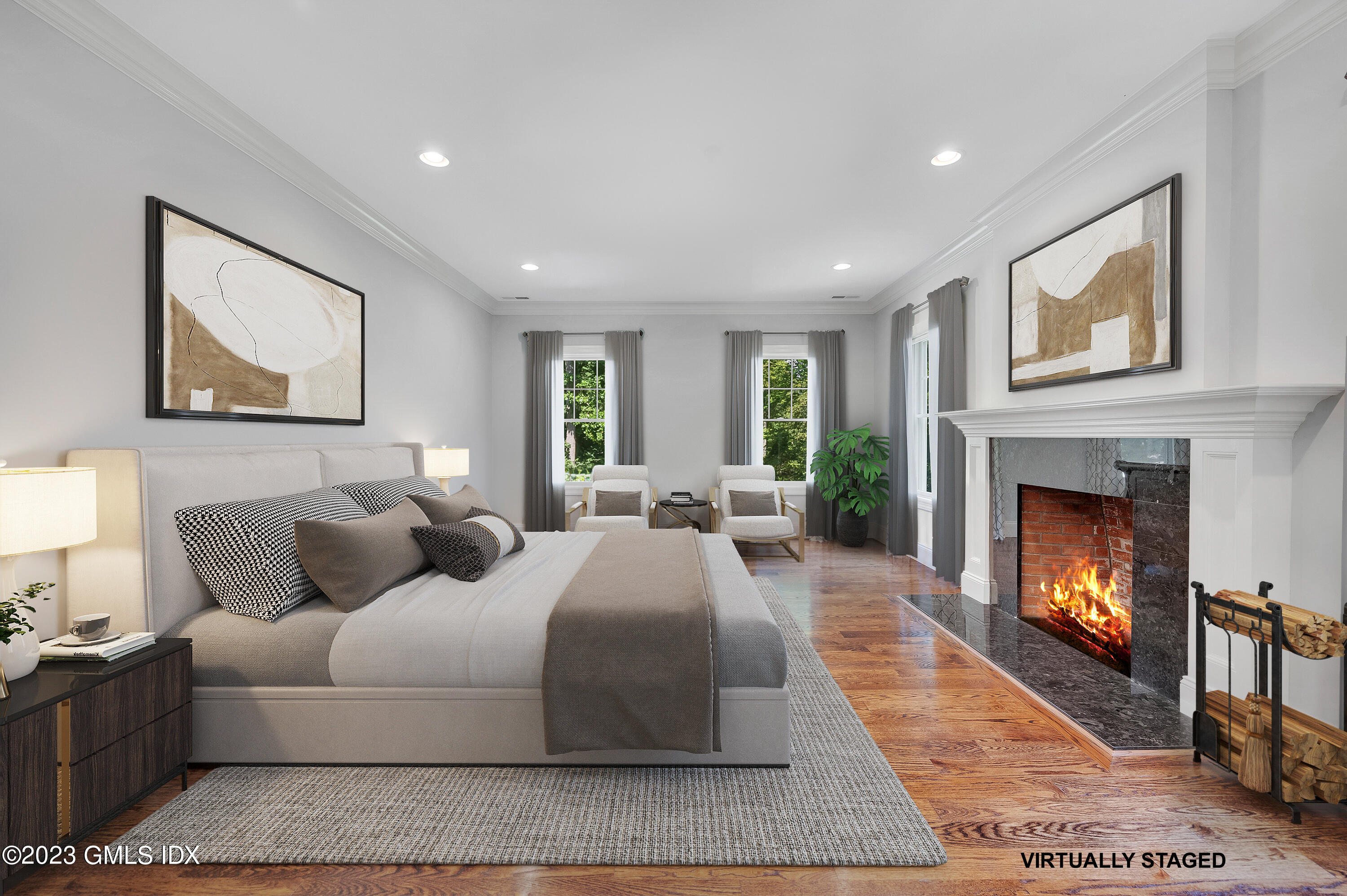 58 Perkins Road Greenwich, CT 06830 - Photo 19 of 30 a living room with furniture and a fireplace