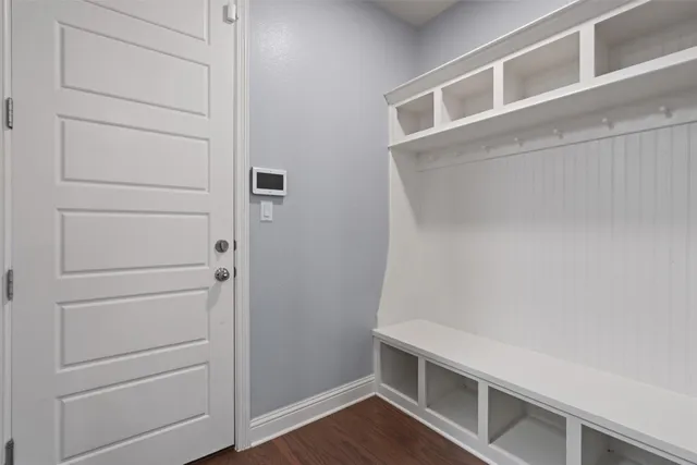 a view of an empty walk in closet