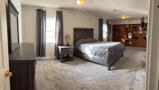 a bedroom with a bed and a cabinets